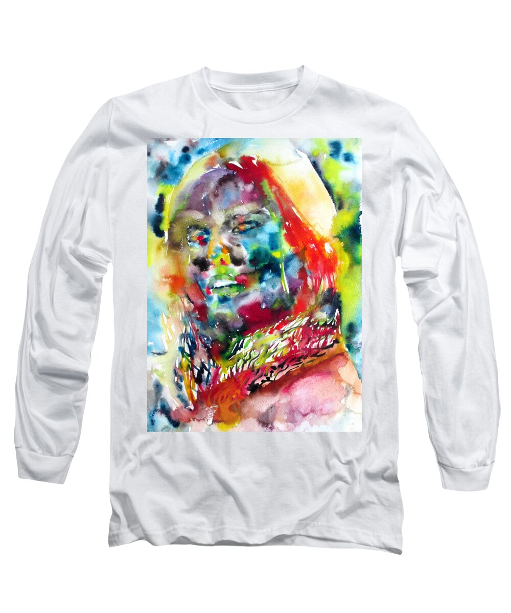 Woman Long Sleeve T-Shirt featuring the painting Donnabella by Fabrizio Cassetta