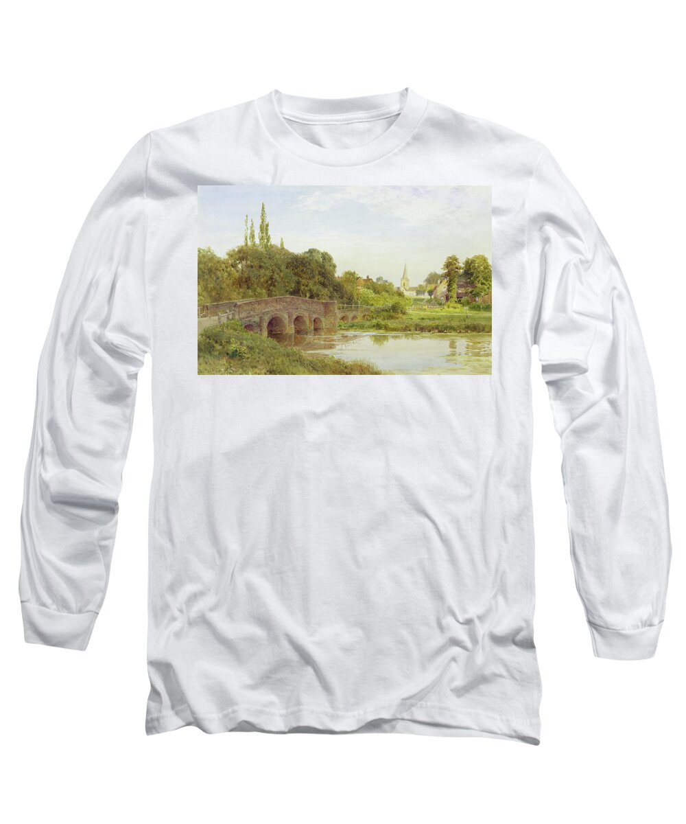 Bridge Long Sleeve T-Shirt featuring the painting Dorking by Henry Sutton Palmer