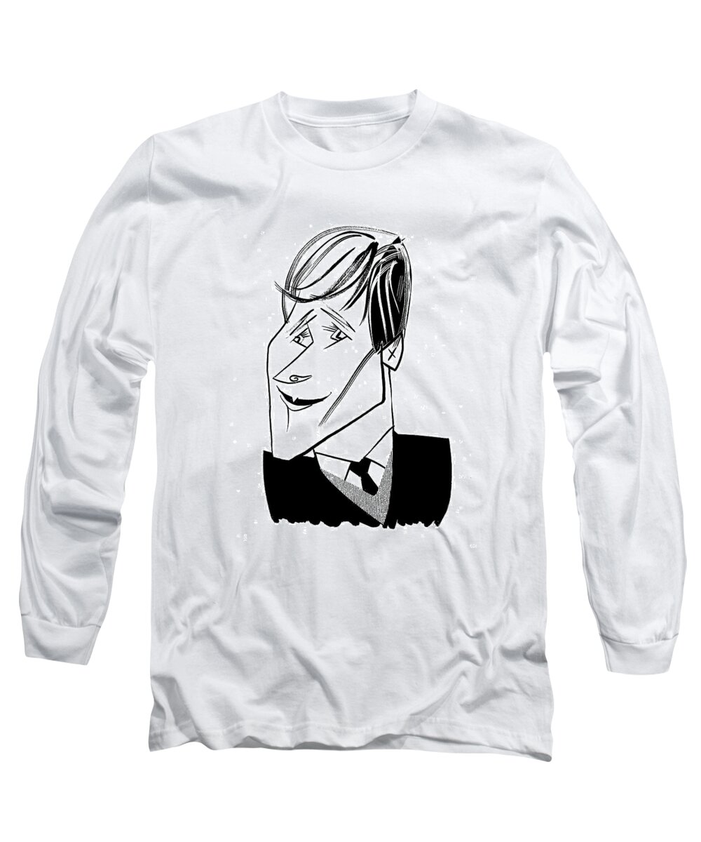 Dustin Lance Black Long Sleeve T-Shirt featuring the drawing Dustin Lance Black by Tom Bachtell