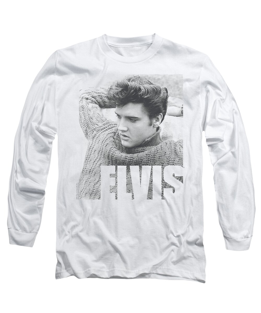 Celebrity Long Sleeve T-Shirt featuring the digital art Elvis - Relaxing by Brand A