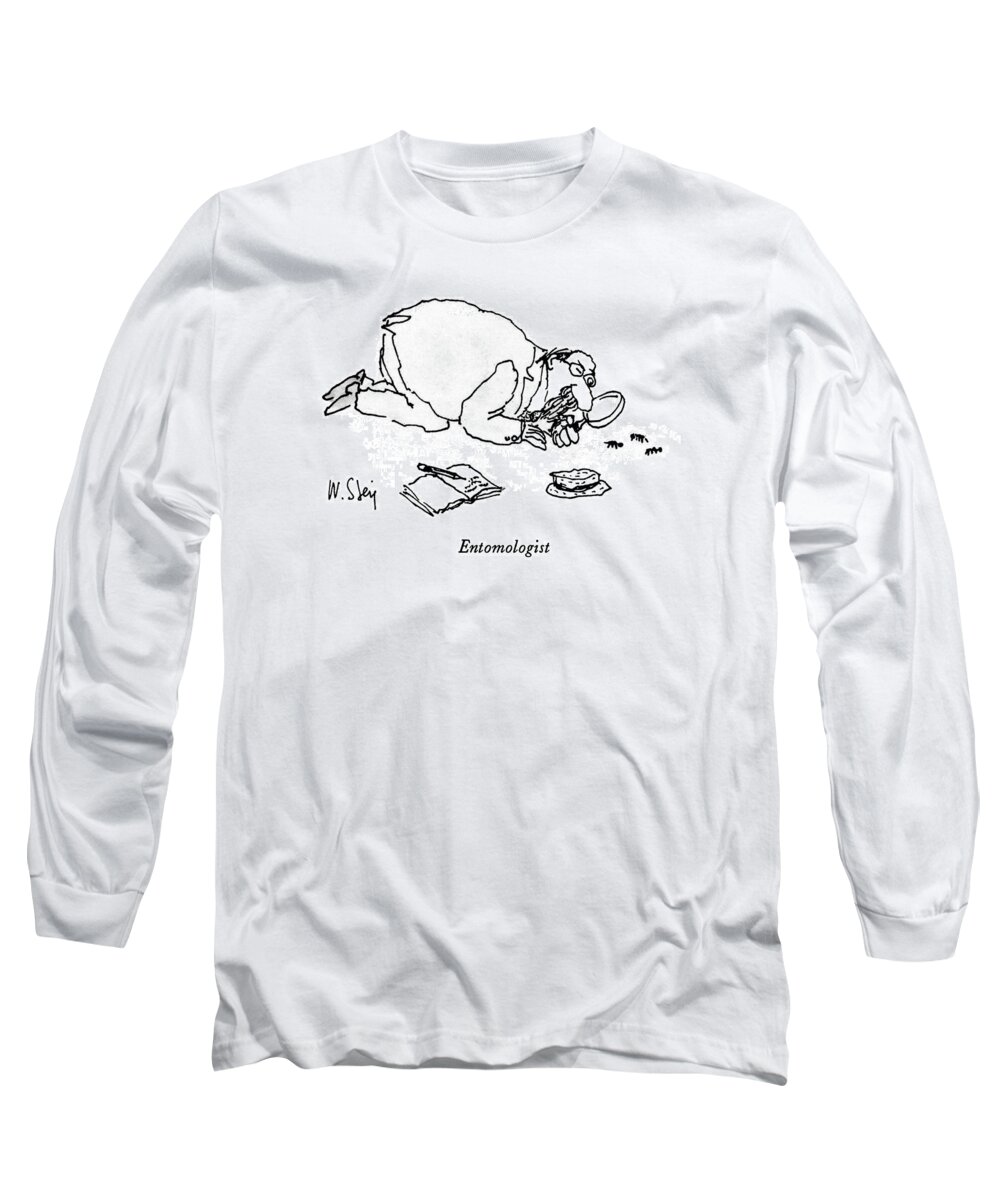 Entomologist

The Entomologist: Title. Man With Magnifying Glass And Goatee Looks At Bugs On The Ground. 
Science Long Sleeve T-Shirt featuring the drawing Entomologist by William Steig
