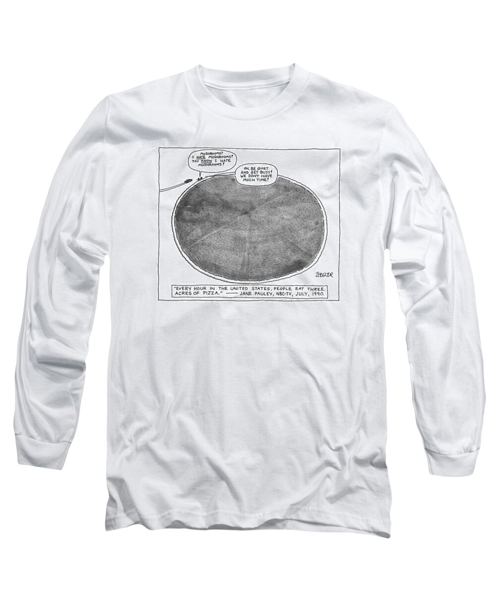 
- Jane Pauley Long Sleeve T-Shirt featuring the drawing Every Hour In The Untited States by Jack Ziegler