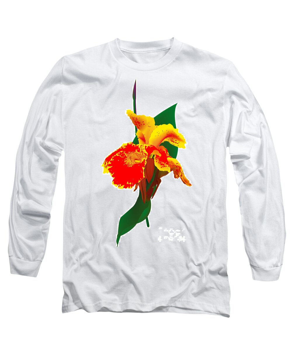 Illustration Long Sleeve T-Shirt featuring the digital art Exotic Flower by Gina Koch