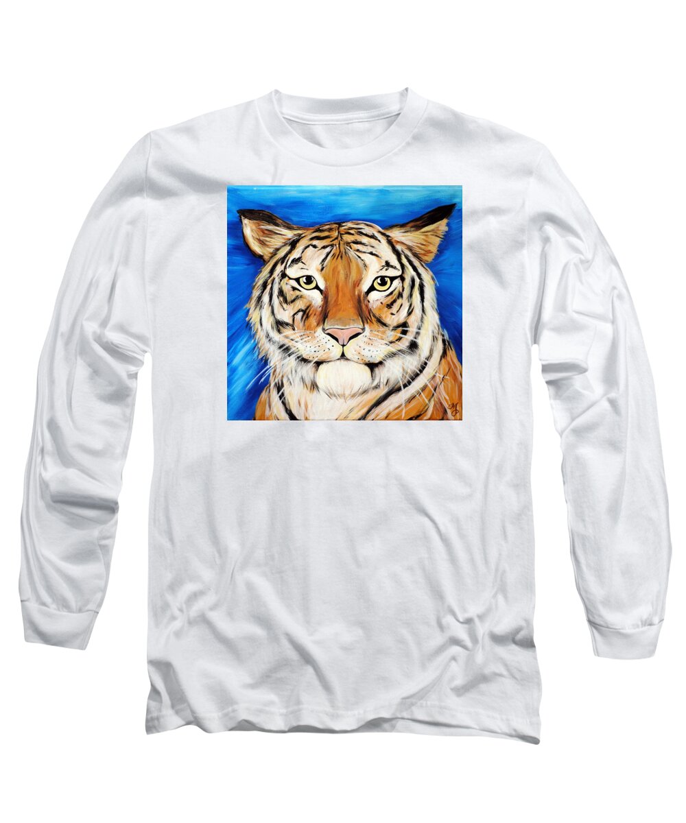 Tiger Long Sleeve T-Shirt featuring the painting Eye of the tiger by Meganne Peck