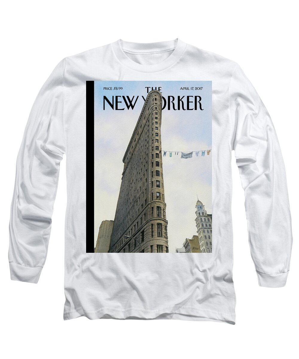 Fashion District Long Sleeve T-Shirt featuring the painting Fashion District by Harry Bliss