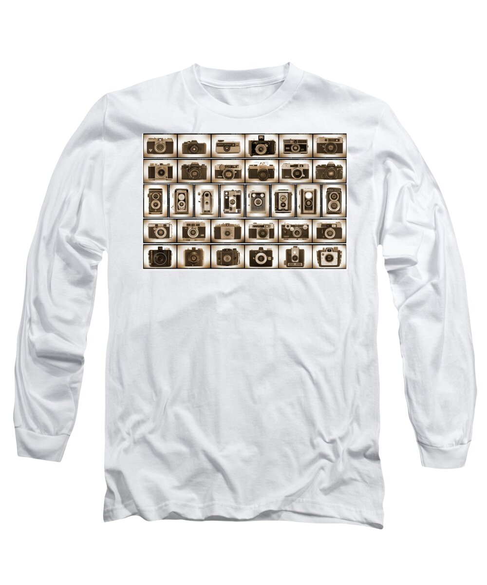 Vintage Cameras Long Sleeve T-Shirt featuring the photograph Film Camera Proofs by Mike McGlothlen