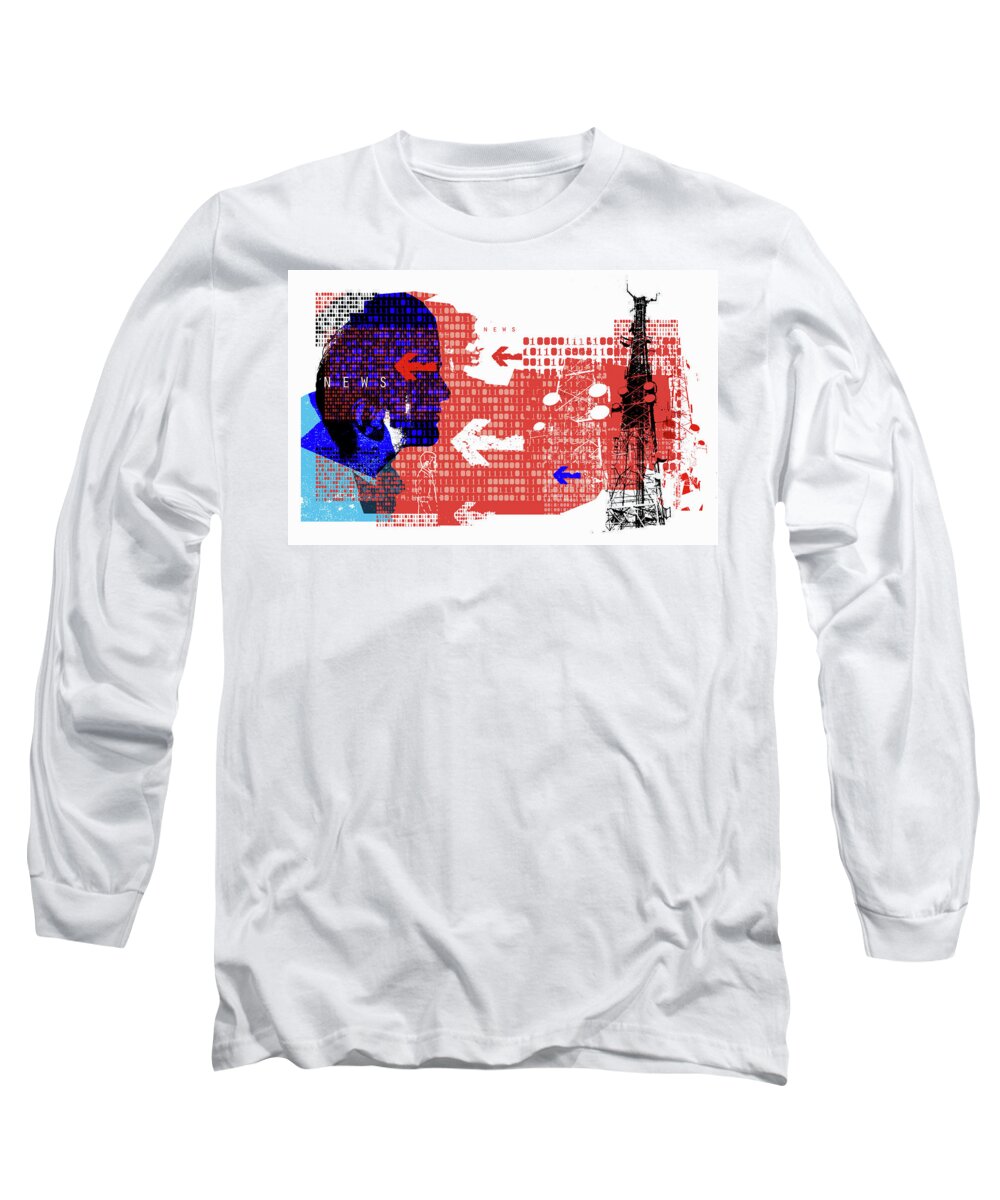 Access Long Sleeve T-Shirt featuring the photograph Flow Of Digital News by Ikon Ikon Images