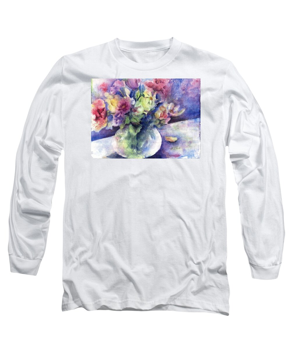Sunflower Long Sleeve T-Shirt featuring the painting Flowers From the Imagination by Maria Hunt