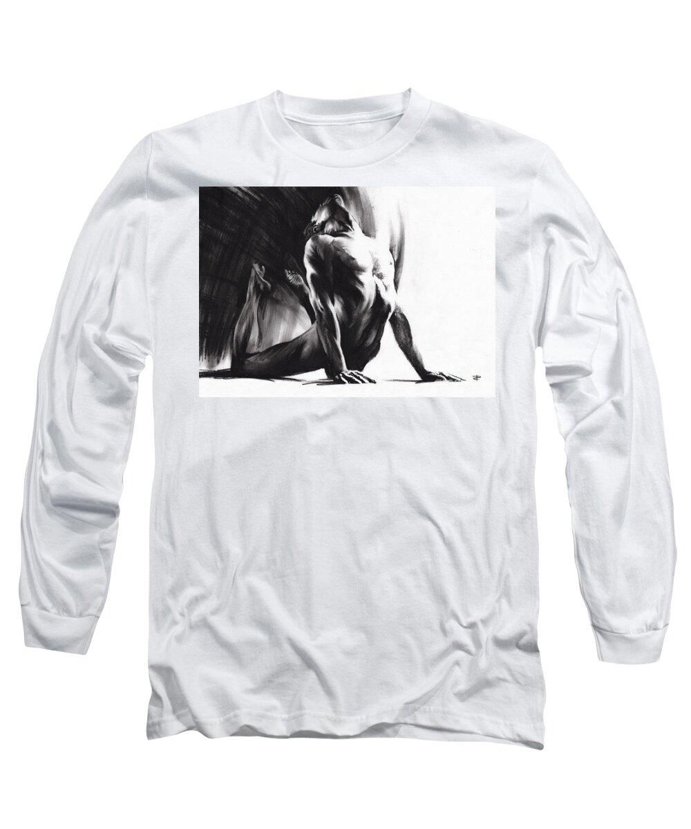 Figurative Long Sleeve T-Shirt featuring the drawing Fount III by Paul Davenport