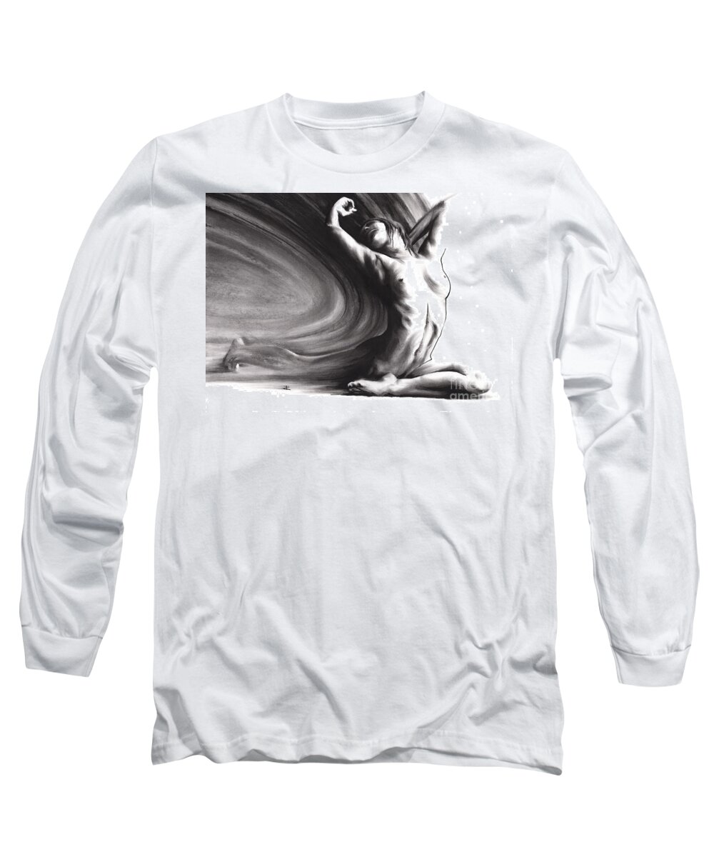 Fount Iv Long Sleeve T-Shirt featuring the drawing Fount iV by Paul Davenport