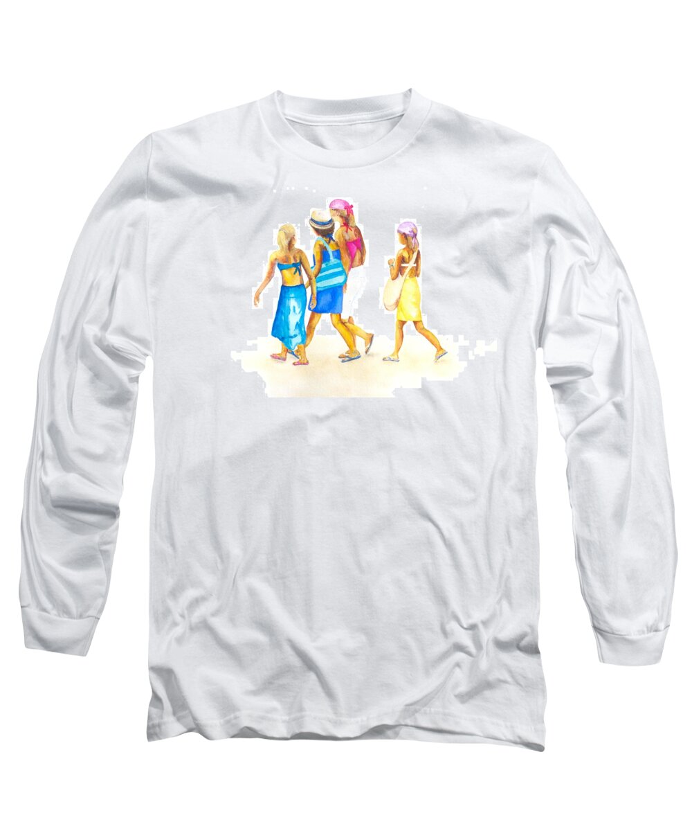 People Long Sleeve T-Shirt featuring the painting Four Friends on an Adventure by Patricia Beebe