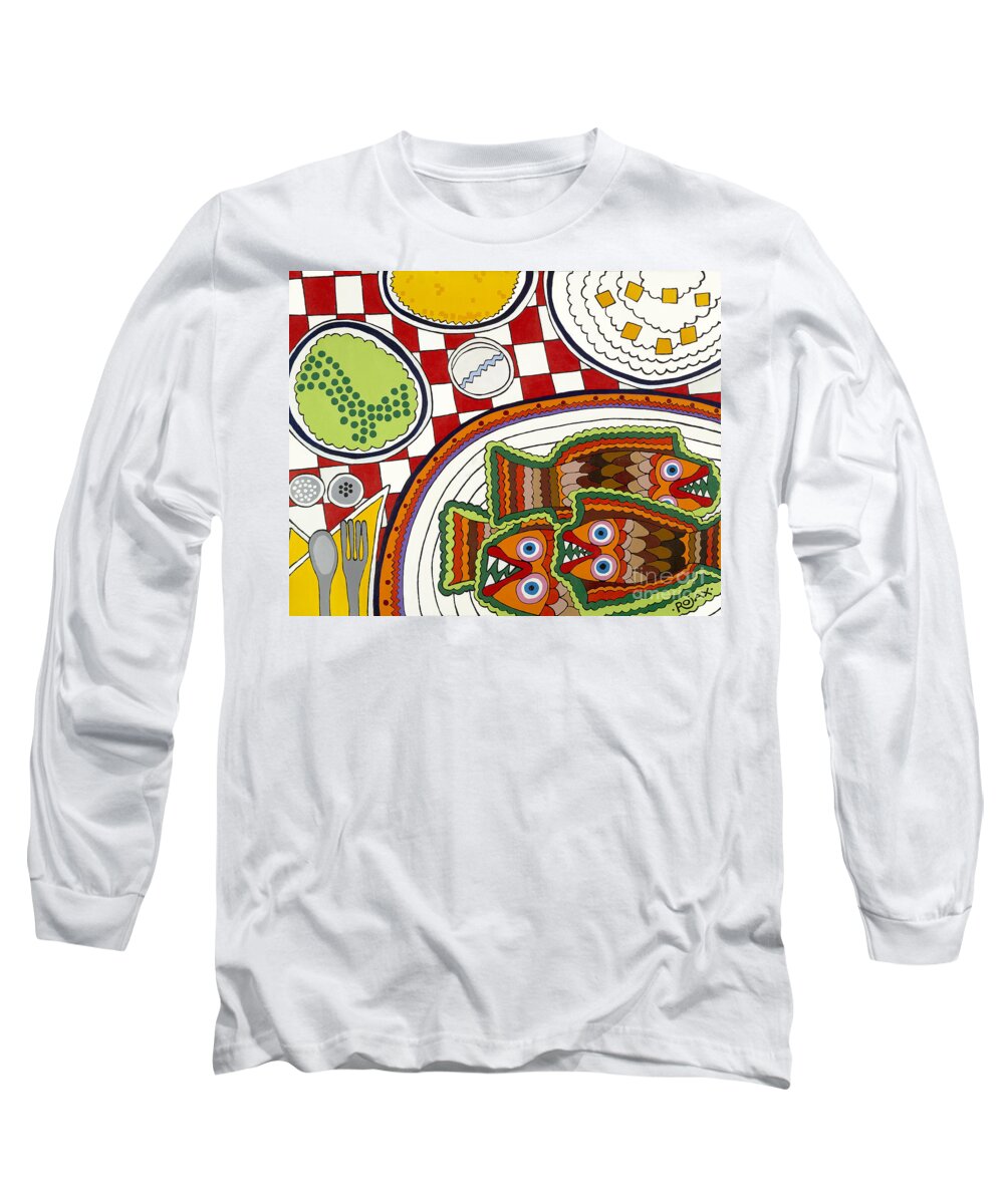 Fish Long Sleeve T-Shirt featuring the painting Friday by Rojax Art
