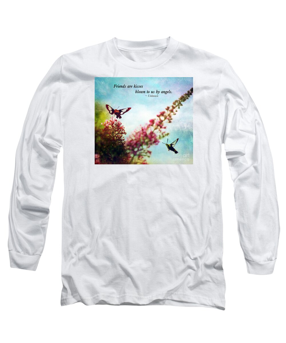 Hummingbird Moth Long Sleeve T-Shirt featuring the photograph Friends Are ..... by Kerri Farley