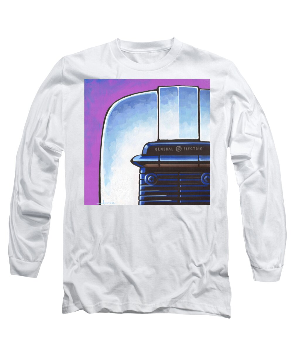 Mid Century Long Sleeve T-Shirt featuring the painting General Electric Toaster - purple by Larry Hunter