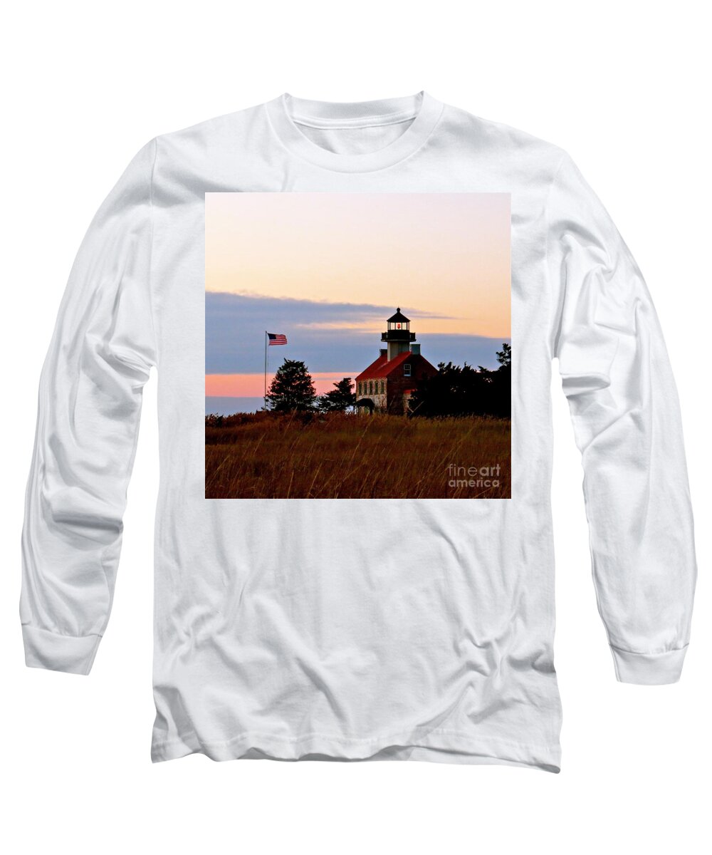 East Point Lighthouse Long Sleeve T-Shirt featuring the photograph Getting Dark At East Point Light by Nancy Patterson