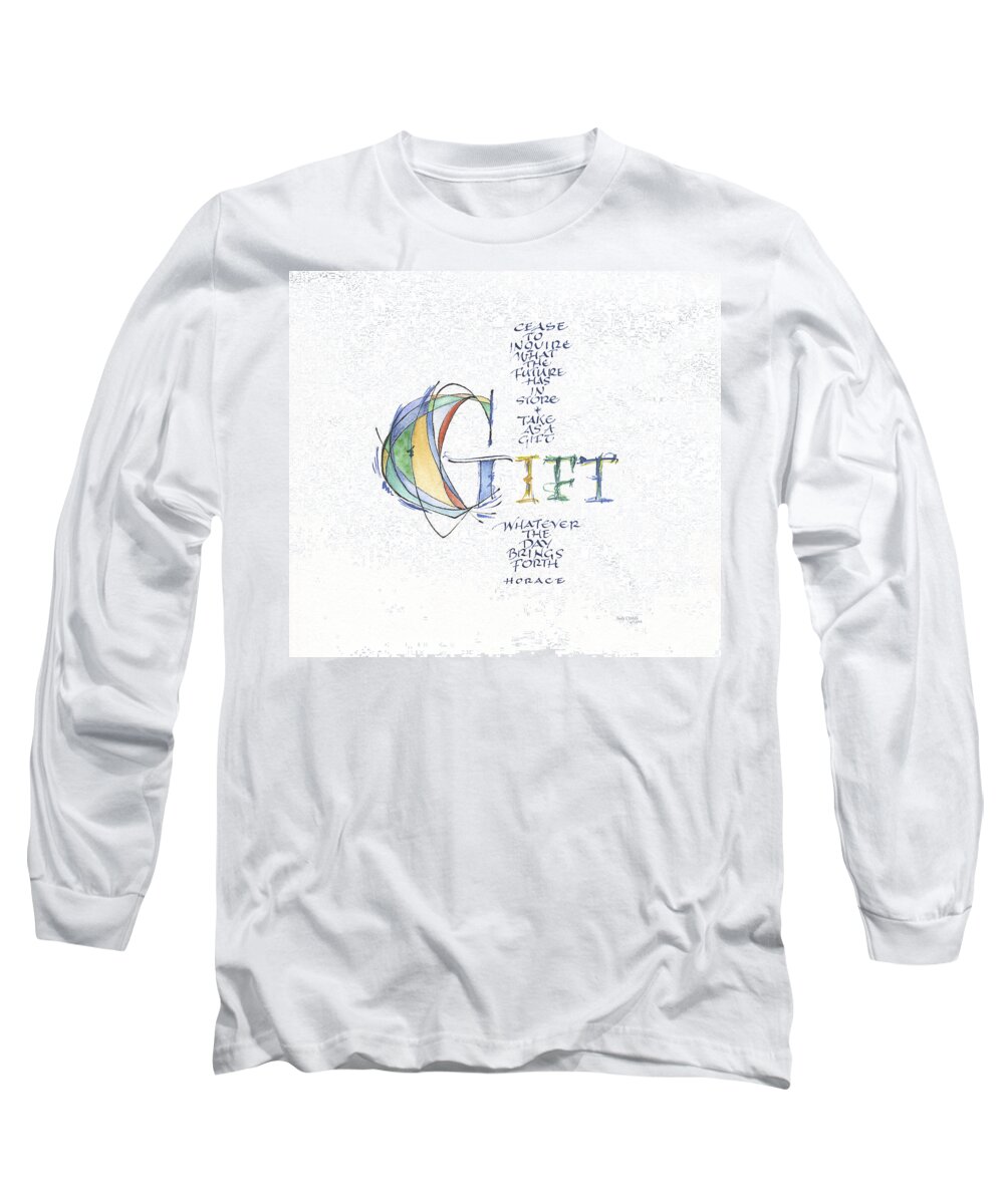 Gift-b Long Sleeve T-Shirt featuring the painting Gift B by Judy Dodds