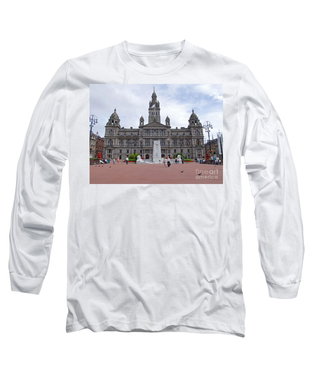 Glasgow City Hall Long Sleeve T-Shirt featuring the photograph Glasgow City Hall - George Square - Scotland by Phil Banks