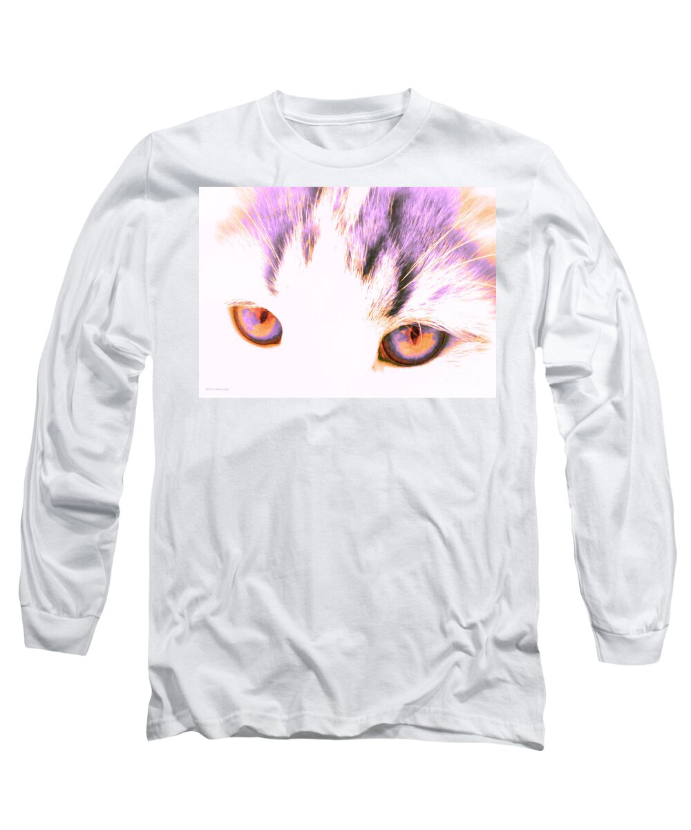 Cat Eyes Long Sleeve T-Shirt featuring the photograph Glowing Cat Eyes by Anita Lewis