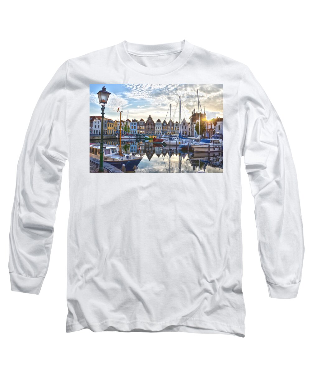 Netherlands Long Sleeve T-Shirt featuring the photograph Goes Harbour by Frans Blok