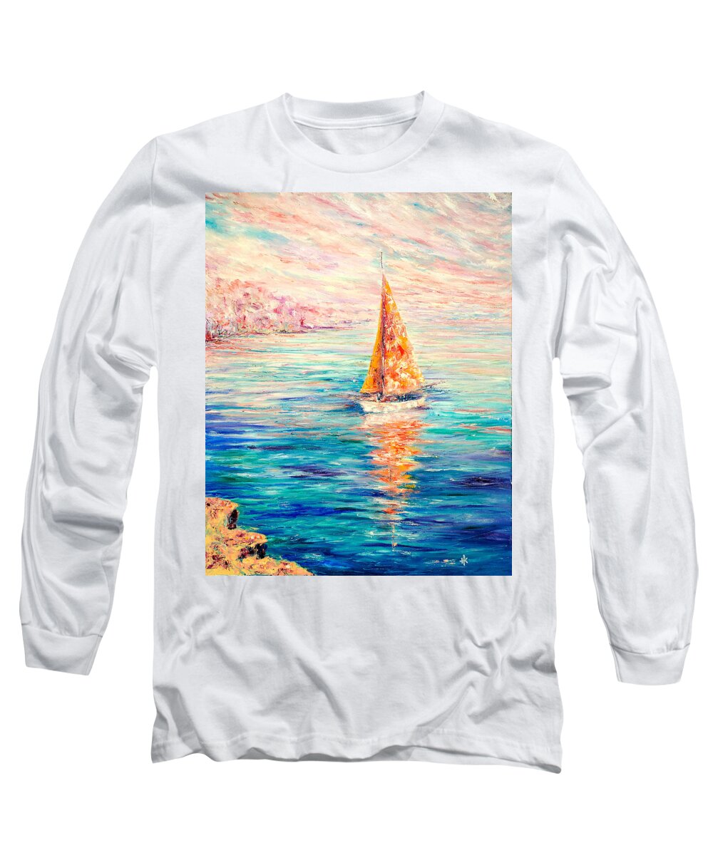 Contemporary Impressionism Long Sleeve T-Shirt featuring the painting Good Morning Beautiful by Helen Kagan