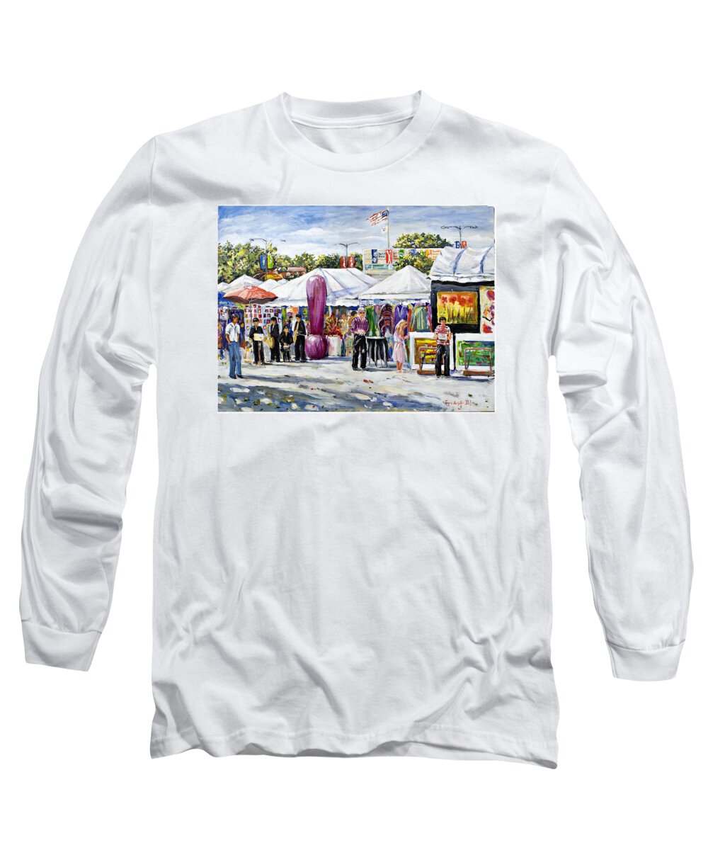  Long Sleeve T-Shirt featuring the painting Greenwich Art Fair by Ingrid Dohm