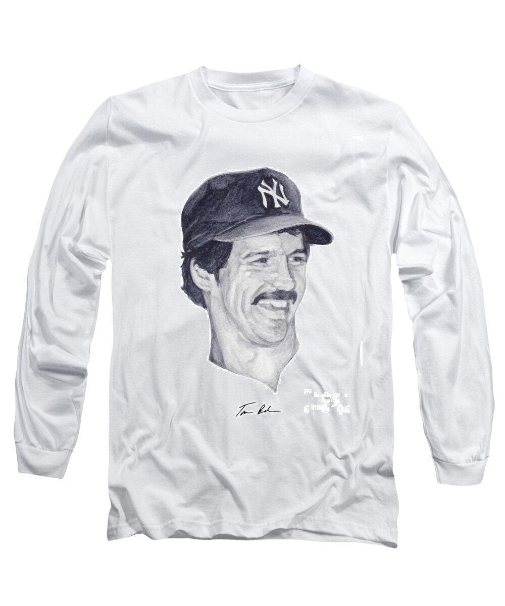 Ron Guidry Long Sleeve T-Shirt featuring the painting Guidry by Tamir Barkan