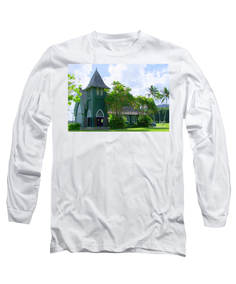Church Long Sleeve T-Shirt featuring the photograph Hanalei Church by Mary Deal