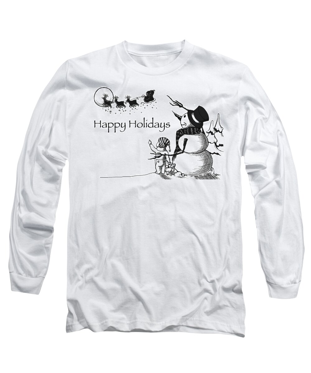 Santa Long Sleeve T-Shirt featuring the digital art Happy Holidays by Konni Jensen