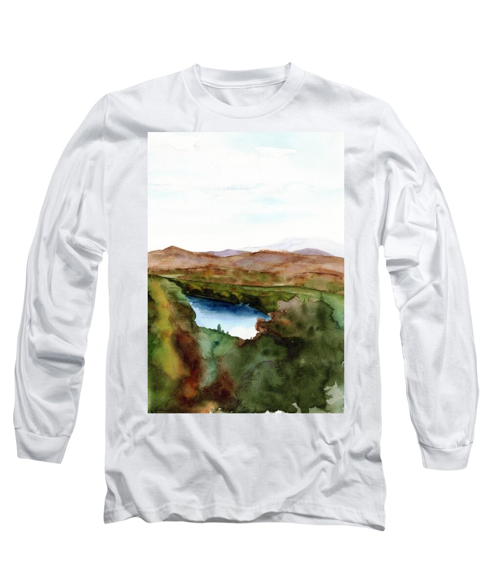 Vermont Long Sleeve T-Shirt featuring the painting Hartwell Pond by Amanda Amend