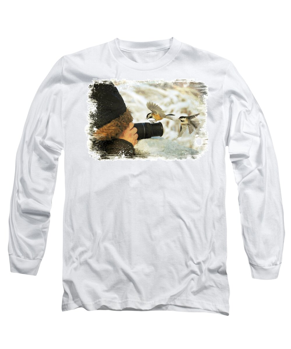 Animal Long Sleeve T-Shirt featuring the mixed media He Has Food I Know It by Davandra Cribbie