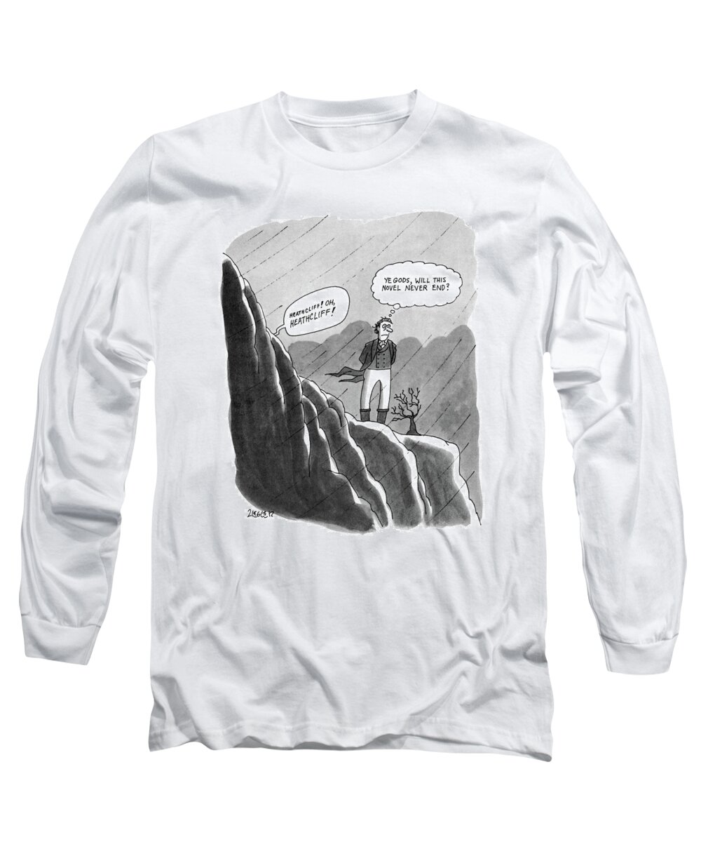 'heathcliff! Oh Long Sleeve T-Shirt featuring the drawing 'heathcliff! Oh by Jack Ziegler