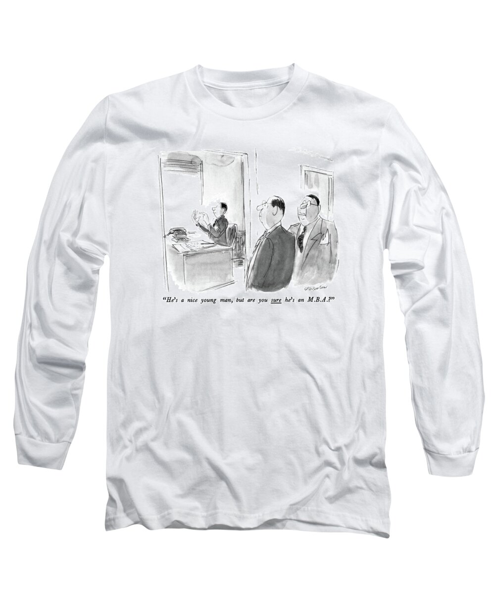 Math Long Sleeve T-Shirt featuring the drawing He's A Nice Young Man by James Stevenson