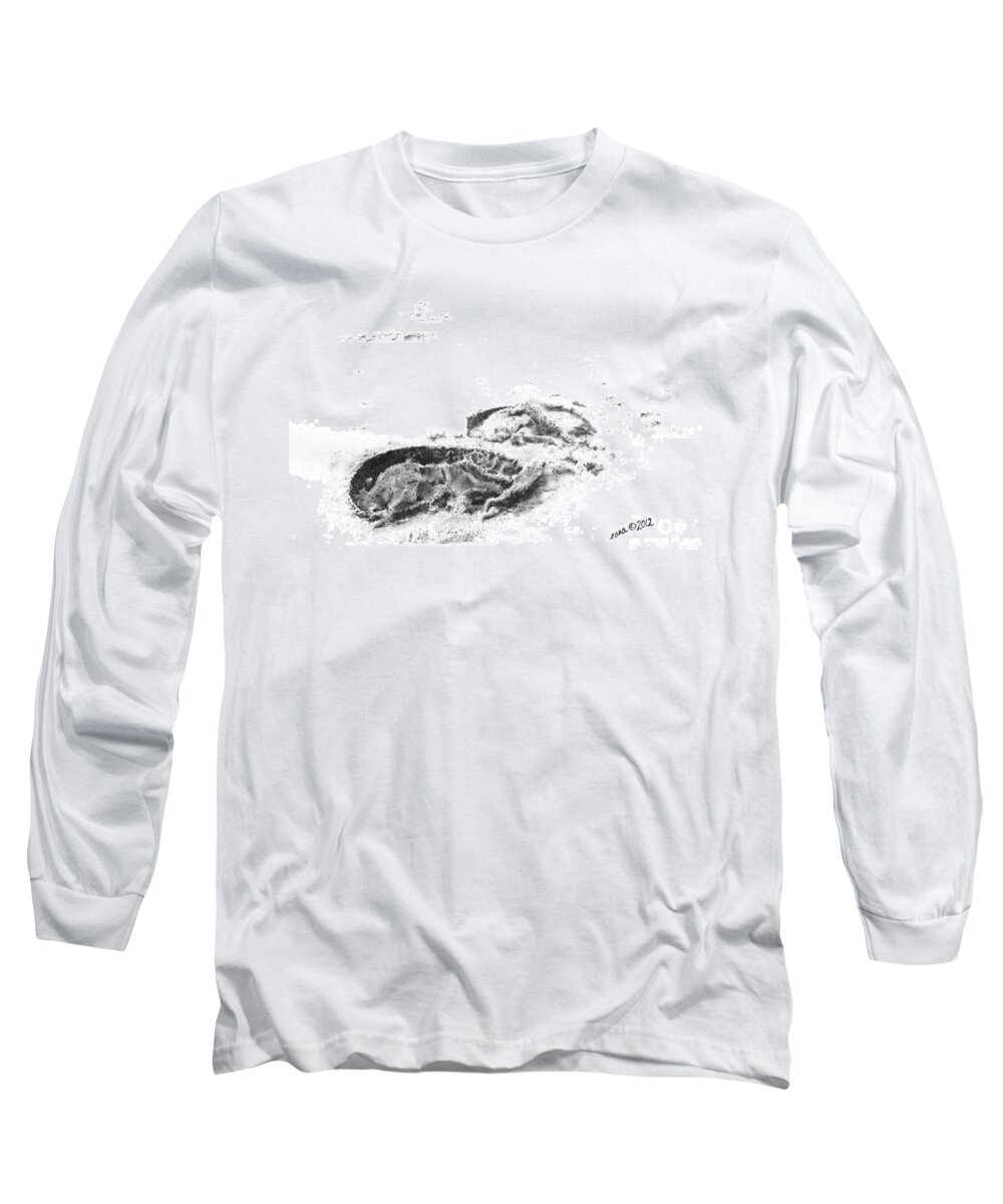 Horse Long Sleeve T-Shirt featuring the drawing Hoof Prints by Marianne NANA Betts