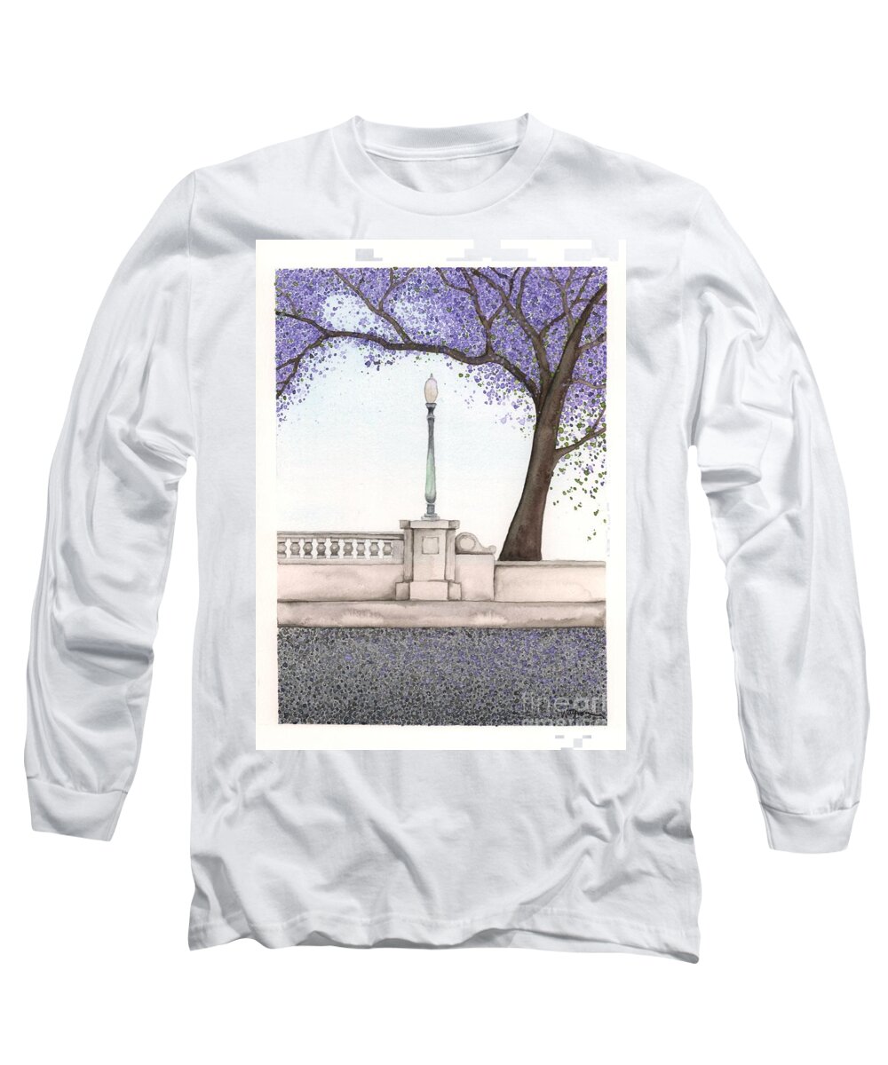 Jacaranda Long Sleeve T-Shirt featuring the painting Hyperion Bridge by Hilda Wagner