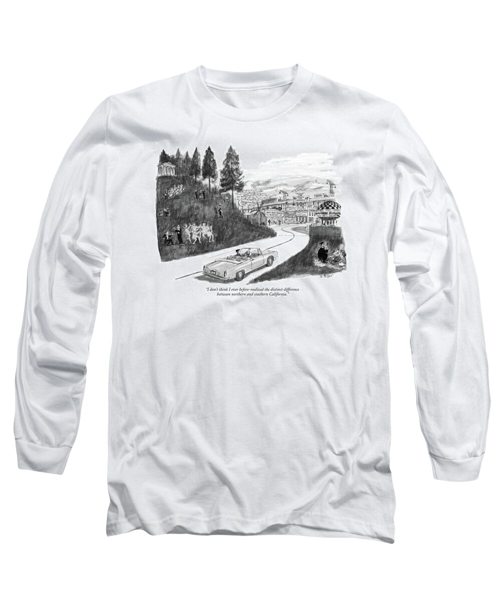Regional Long Sleeve T-Shirt featuring the drawing I Don't Think I Ever Before-realized The Distinct by Warren Miller