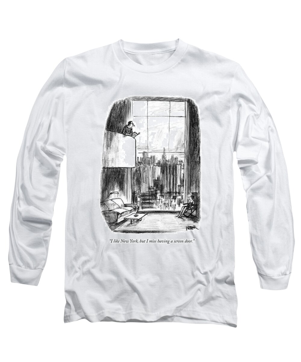 Real Estate Long Sleeve T-Shirt featuring the drawing I Like New York by Robert Weber