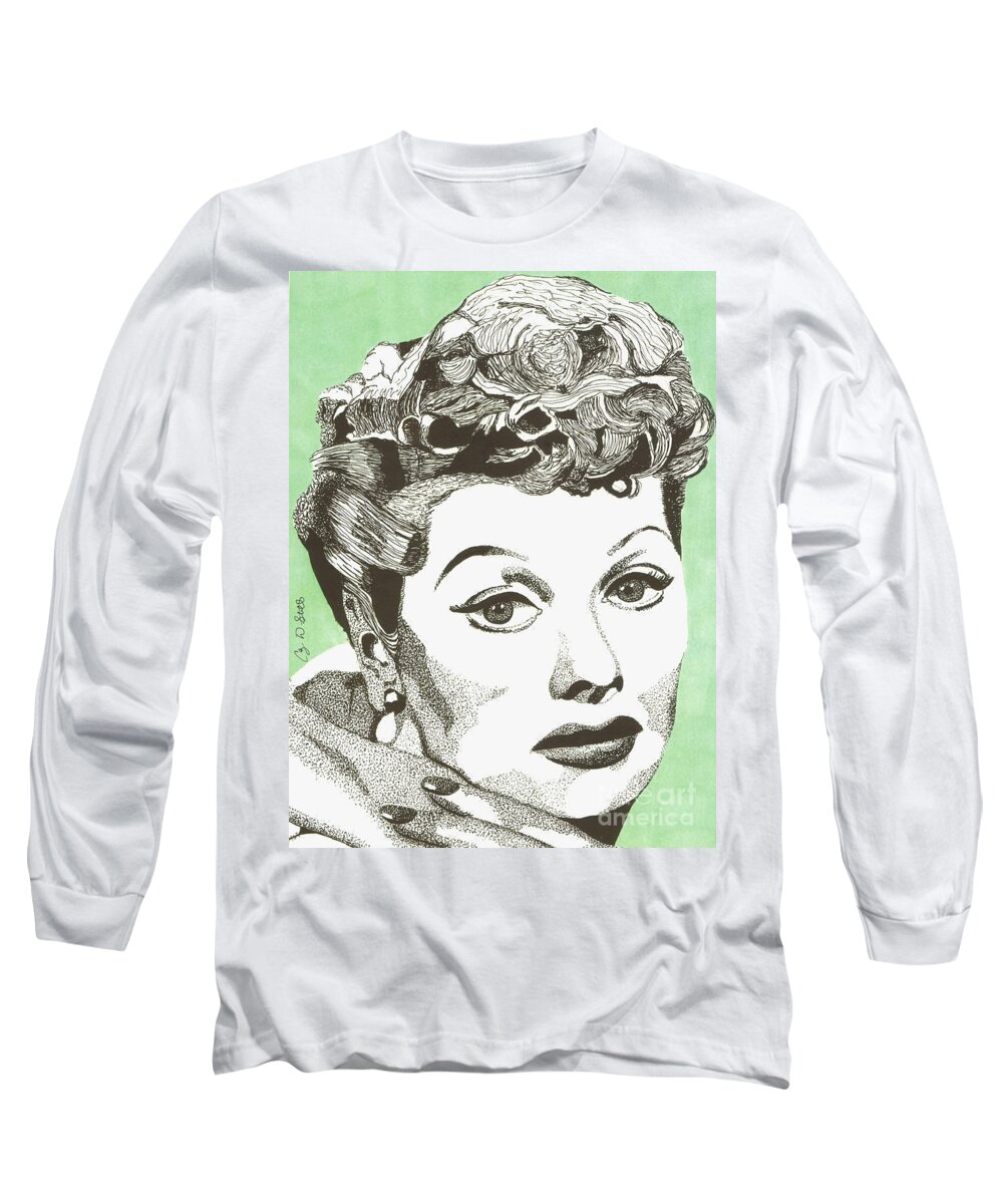 Lucy Long Sleeve T-Shirt featuring the drawing I Love Lucy by Cory Still