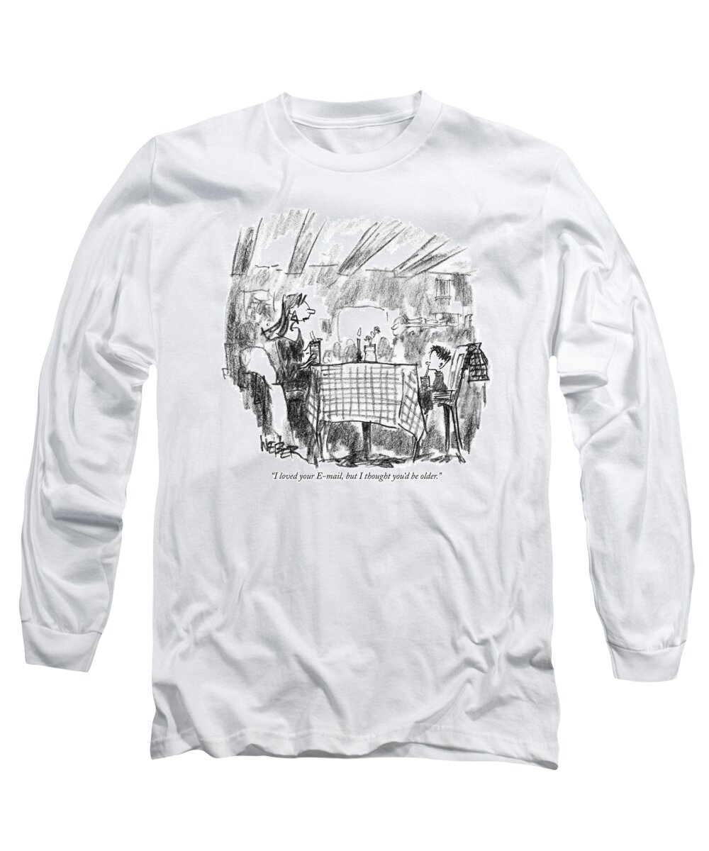 Technology Long Sleeve T-Shirt featuring the drawing I Loved Your E-mail by Robert Weber