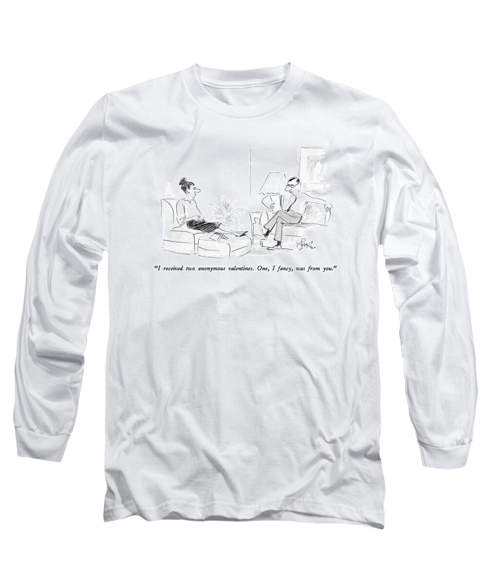 

 Ugly Wife To Ugly Husband Who Reads The Paper. 
Marriage Long Sleeve T-Shirt featuring the drawing I Received Two Anonymous Valentines. One by Edward Frascino