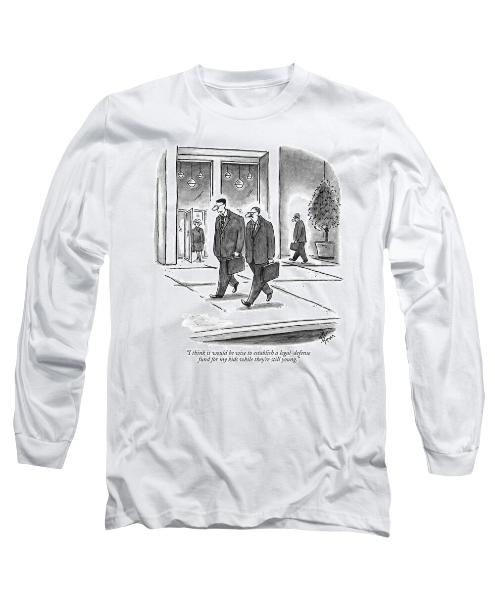 Lawyers Long Sleeve T-Shirt featuring the drawing I Think It Would Be Wise To Establish by Frank Cotham