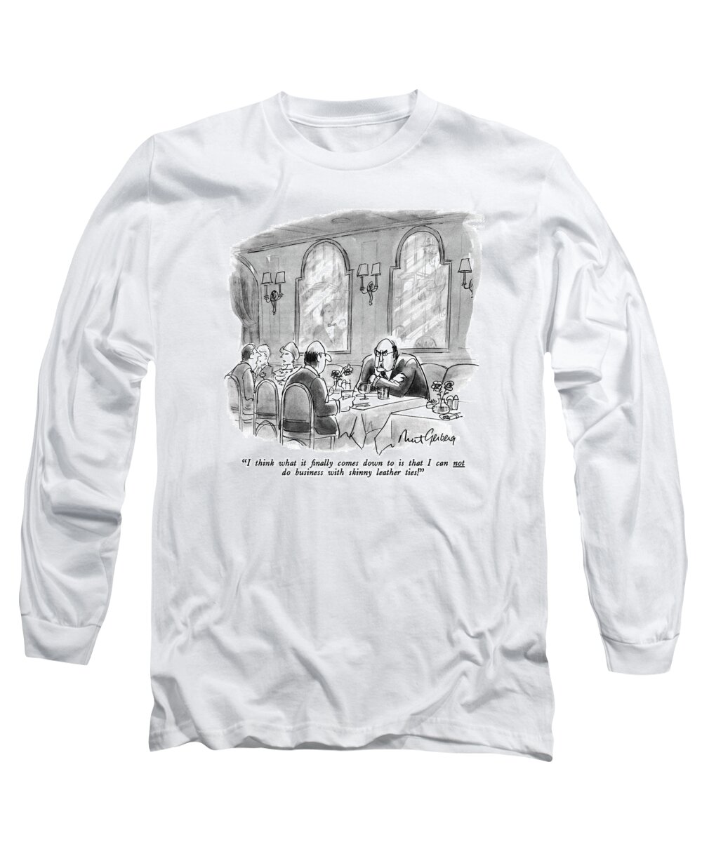 Anger Long Sleeve T-Shirt featuring the drawing I Think What It ?nally Comes Down To Is That by Mort Gerberg