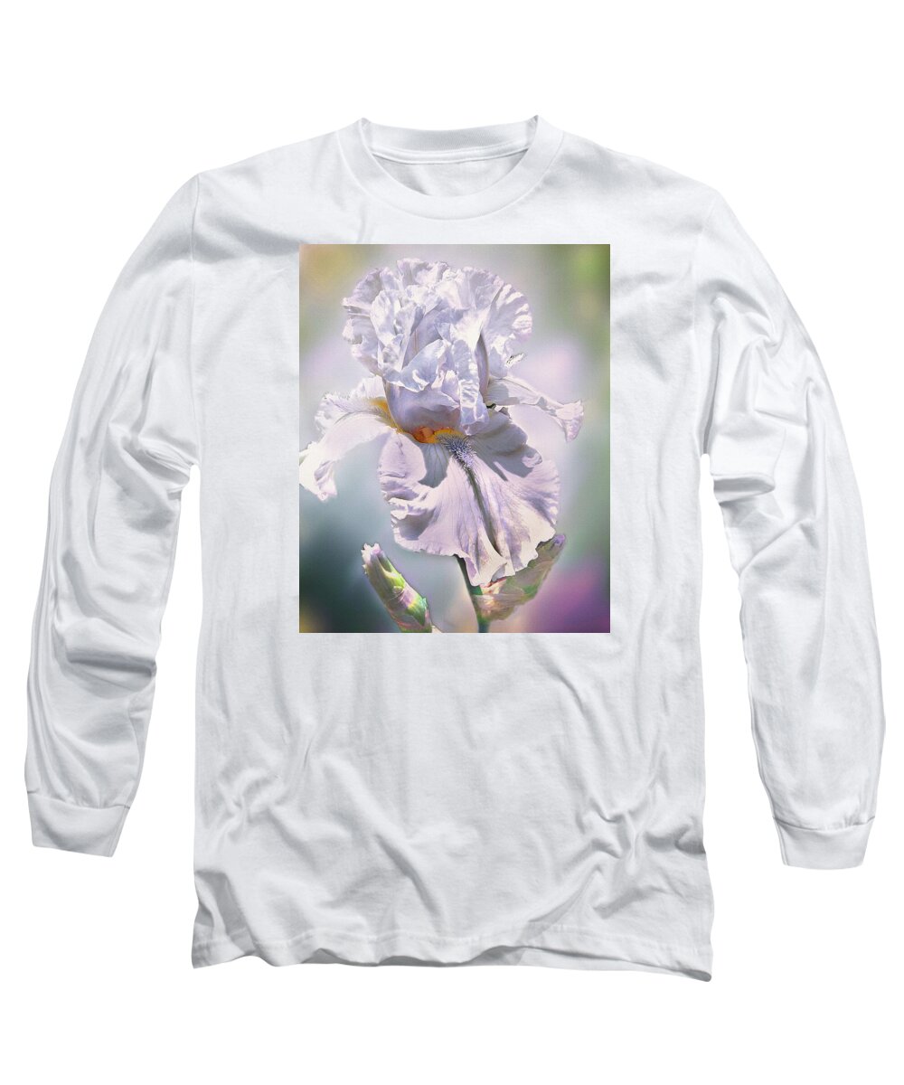 Bearded Iris Long Sleeve T-Shirt featuring the digital art Ice Queen by Mary Almond