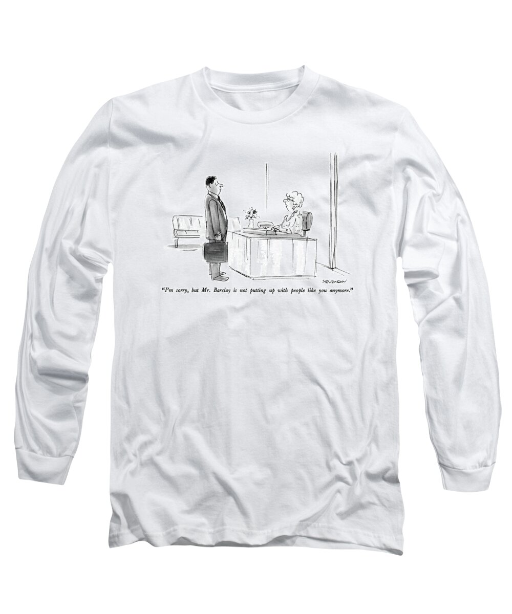 Business Long Sleeve T-Shirt featuring the drawing I'm Sorry, But Mr. Barclay Is Not Putting by James Stevenson