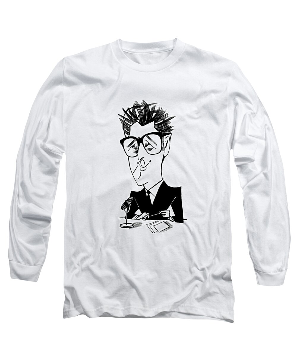 Ira Glass Long Sleeve T-Shirt featuring the drawing Ira Glass by Tom Bachtell