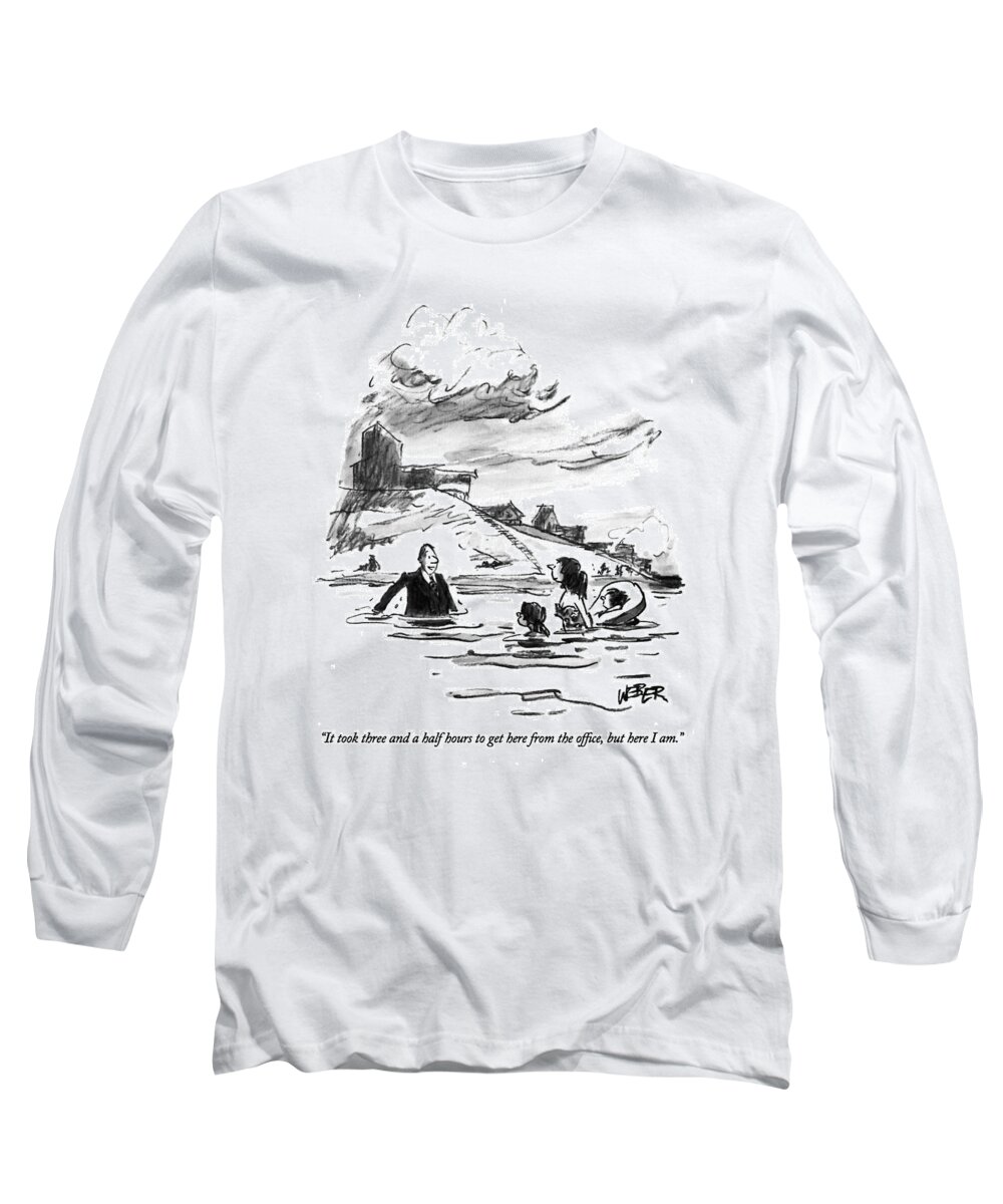 
Leisure Long Sleeve T-Shirt featuring the drawing It Took Three And A Half Hours To Get Here by Robert Weber