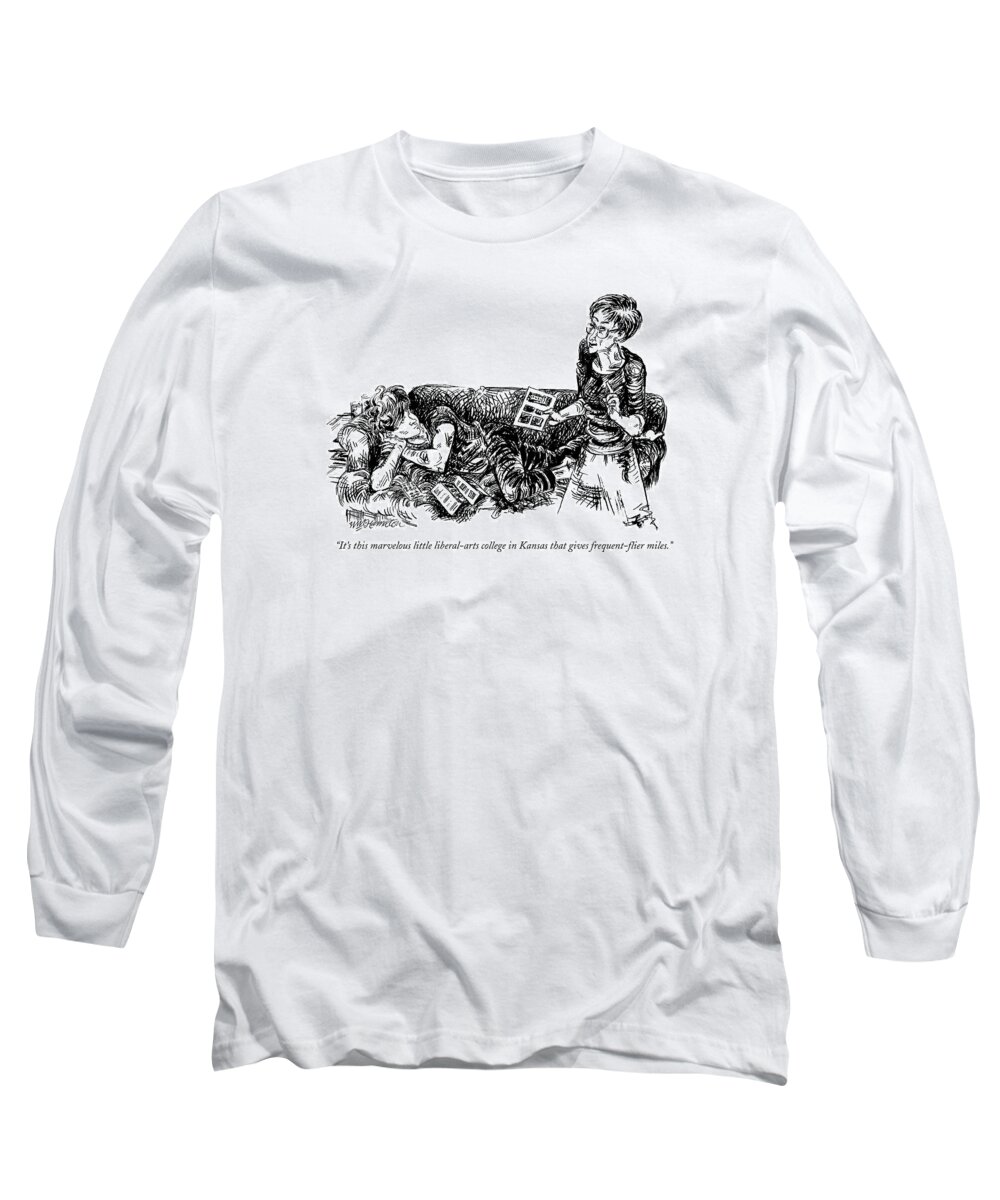 Education Long Sleeve T-Shirt featuring the drawing It's This Marvelous Little Liberal-arts College by William Hamilton