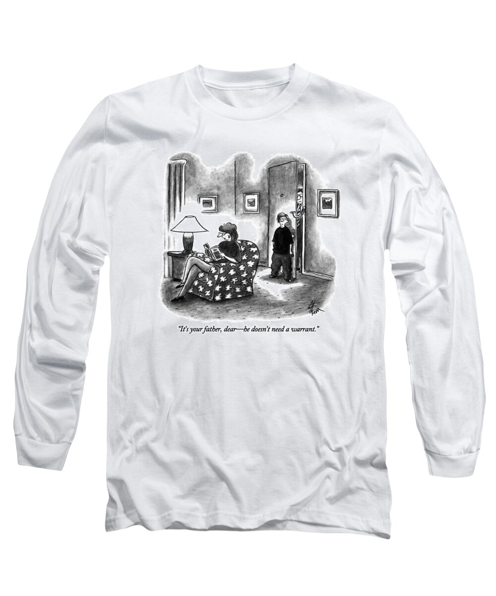 Police Long Sleeve T-Shirt featuring the drawing It's Your Father by Frank Cotham