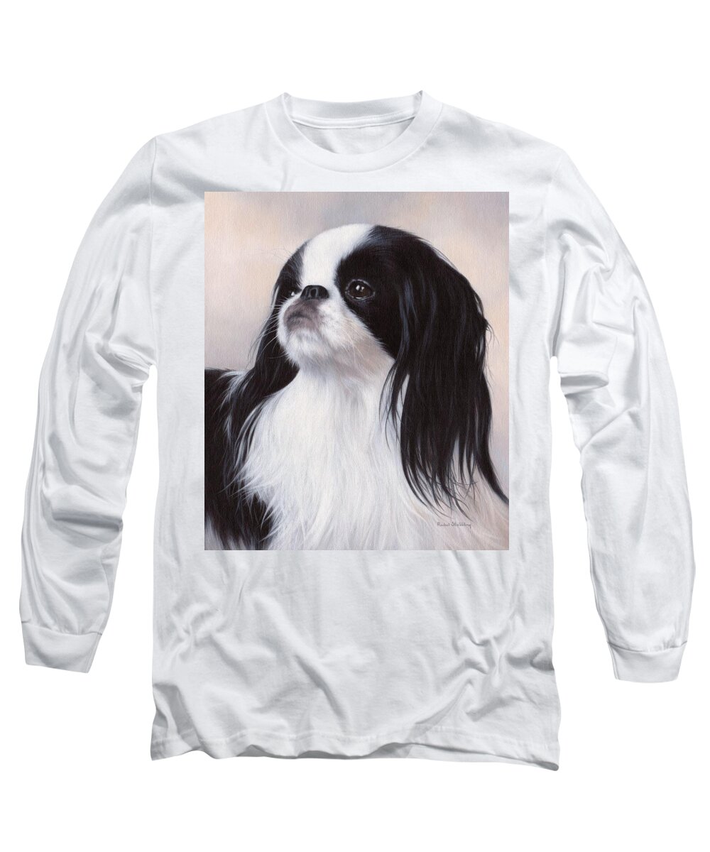 Japanese Chin Long Sleeve T-Shirt featuring the painting Japanese Chin Painting by Rachel Stribbling