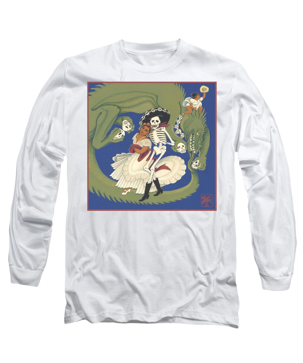Art Scanning Long Sleeve T-Shirt featuring the painting Jarabe con Dragon by Ruth Hooper
