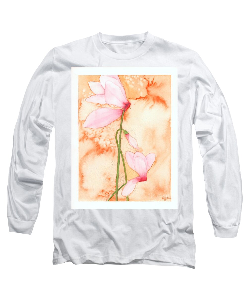 Cyclamen Long Sleeve T-Shirt featuring the painting Joy by Hilda Wagner